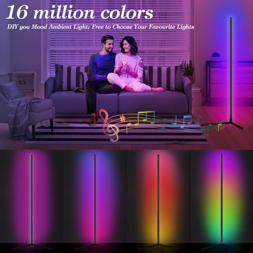 Smart RGB LED Corner Floor Lamp | 165cm Music Sync Mood Light
