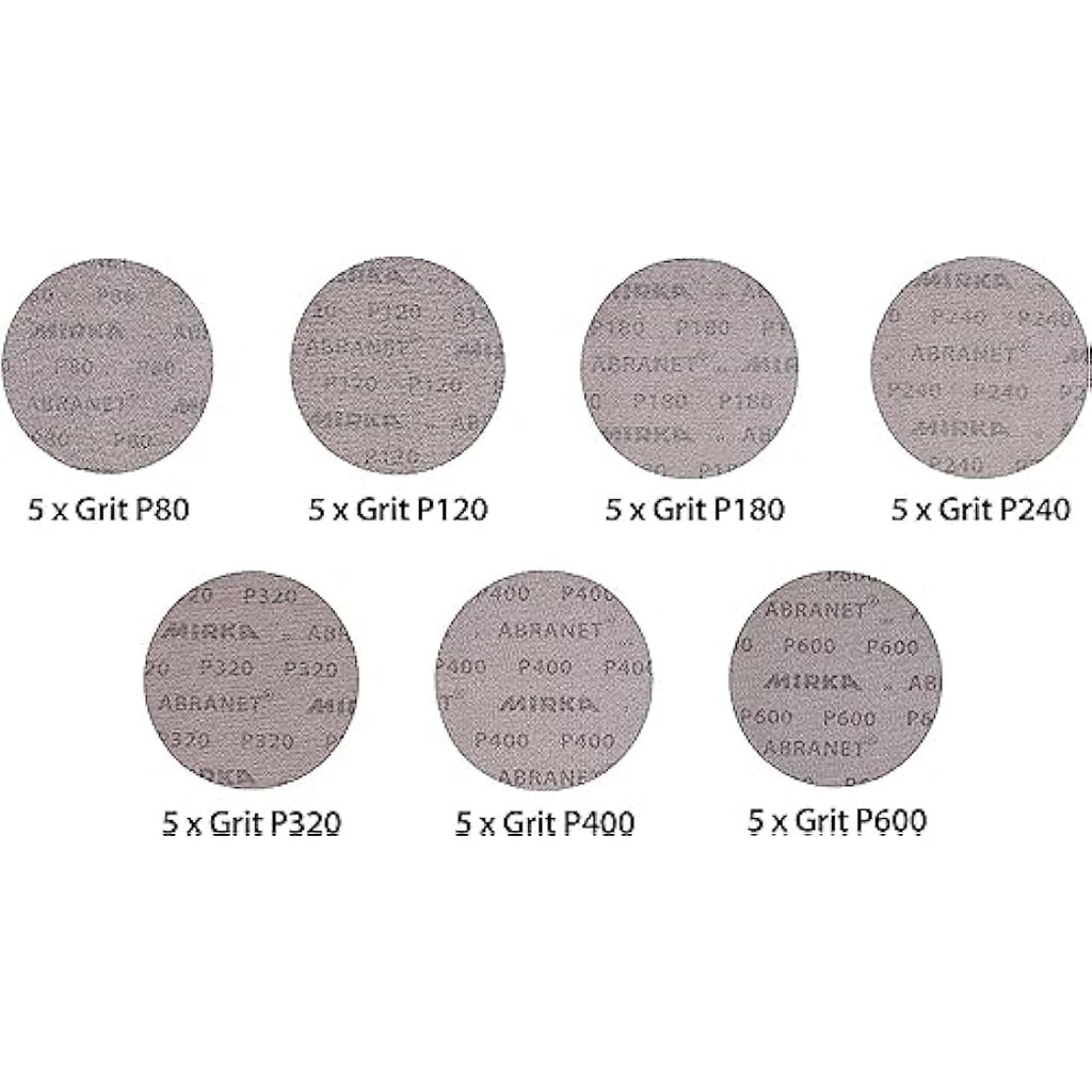 Mirka Abranet 150mm Net Sanding Discs Mix Pack | 35 Pcs | 80-600 Grit