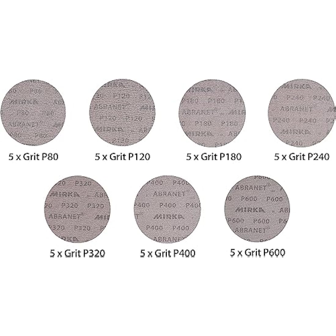 Mirka Abranet 150mm Net Sanding Discs Mix Pack | 35 Pcs | 80-600 Grit