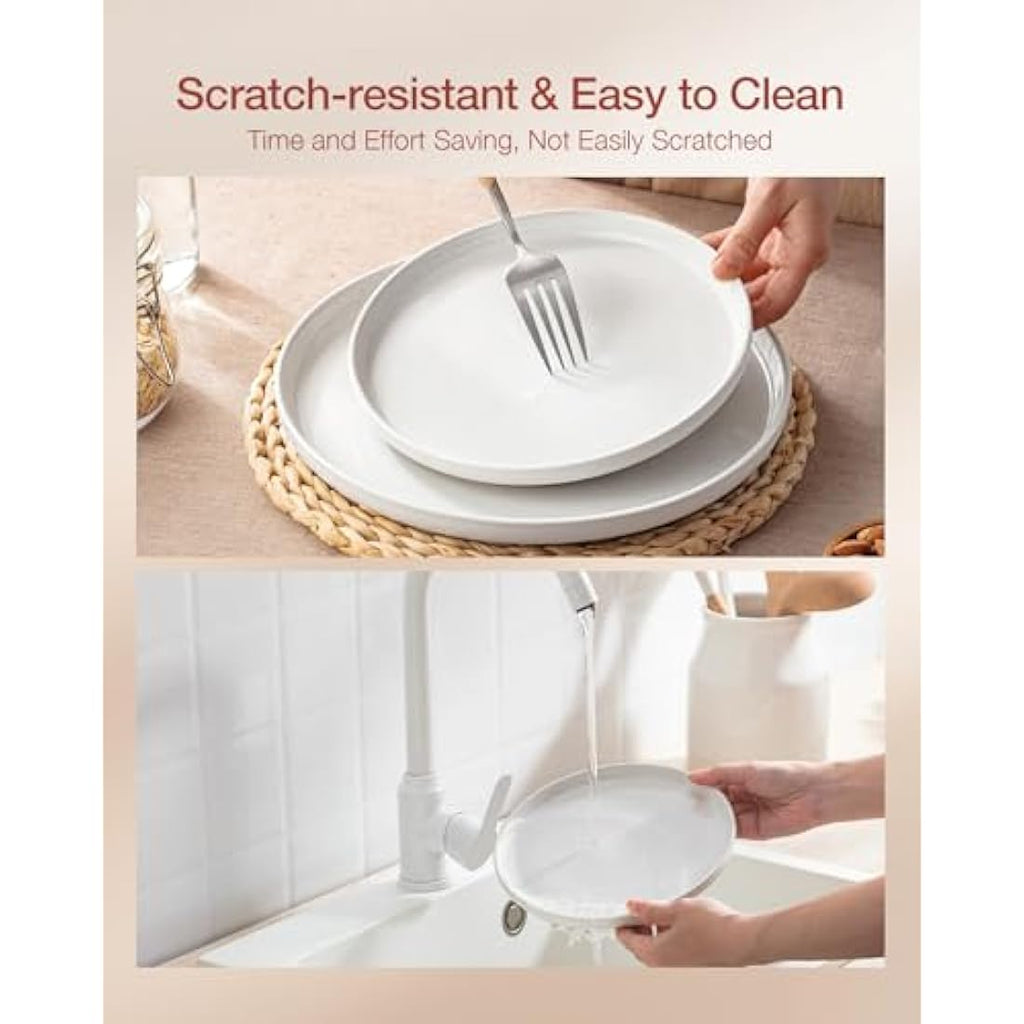 Richmount Milkyway 12-Piece Speckled Stoneware Dinnerware Set, White
