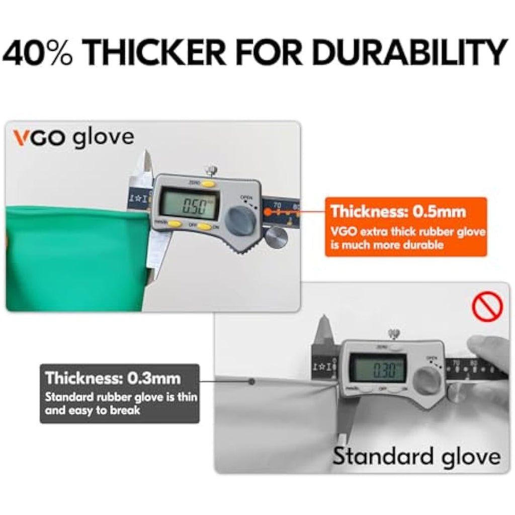 Vgo Reusable Dishwashing Gloves – Extra Thick Long Sleeve Rubber Gloves