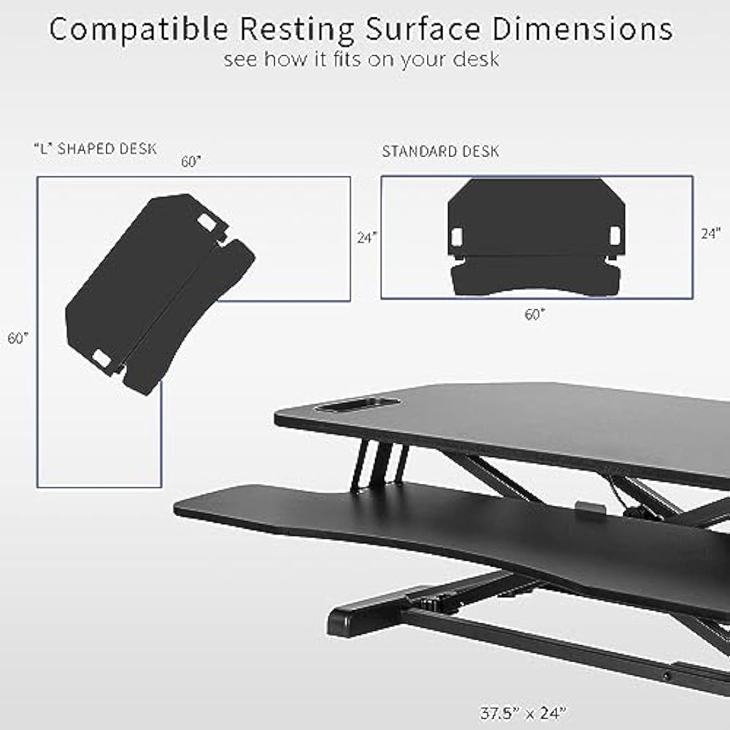 VIVO Corner Standing Desk Converter | 97cm Height Adjustable Riser