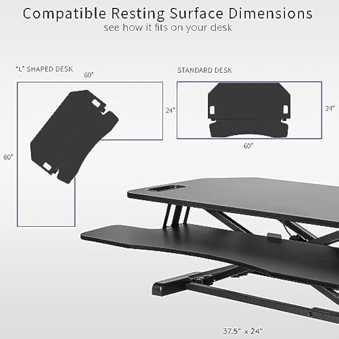 VIVO Corner Standing Desk Converter | 97cm Height Adjustable Riser