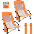 Nice C High Back Beach Camping Chair with Cooler Bag - Orange, 2-Pack