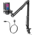 Jolof Store USB Gaming Microphone with Boom Arm – RGB Condenser Mic for PC