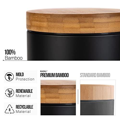 Kazai 3L Bathroom Pedal Bin | Soft Close Bamboo Lid | Matte Black