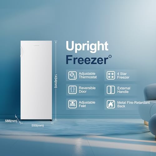 Fridgemaster MTZ55153E Upright Freezer – 165L Freestanding in White