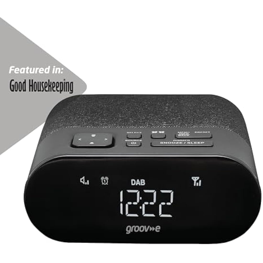 Groov-e Roma DAB/FM Clock Radio – Digital Alarm Clock with USB Charging
