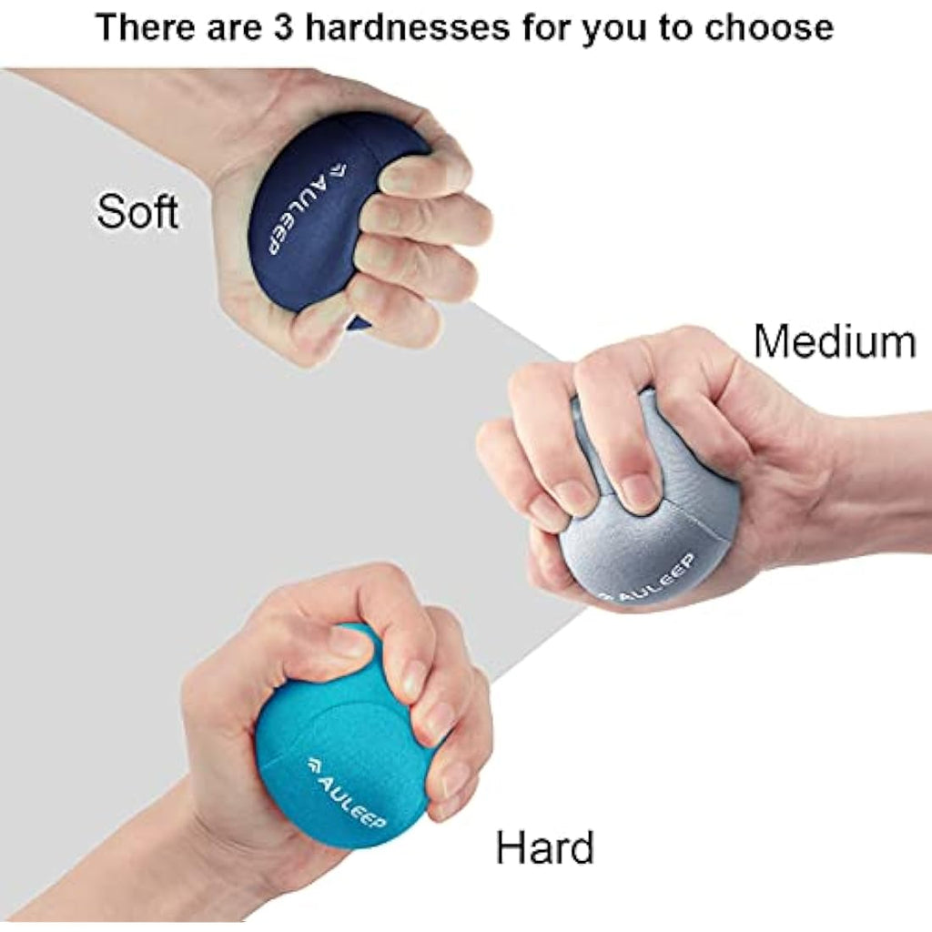 AULEEP Stress Balls 3-Pack | Hand Therapy Grip Strength Trainer Set