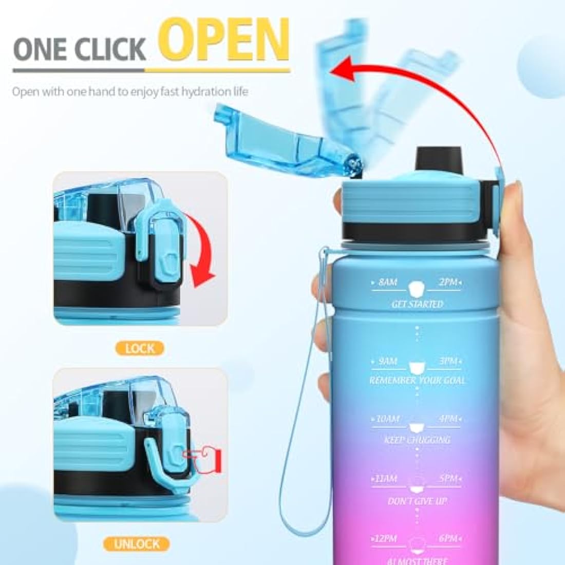 Niggeey Motivational Water Bottle | Leakproof BPA Free Tritan - 700ml