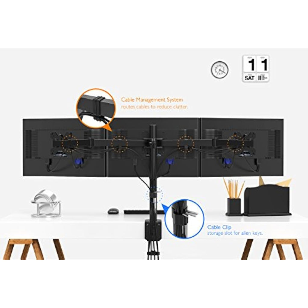 BONTEC Triple Monitor Stand | 13-24 inch Steel Desk Mount for 3 Screens