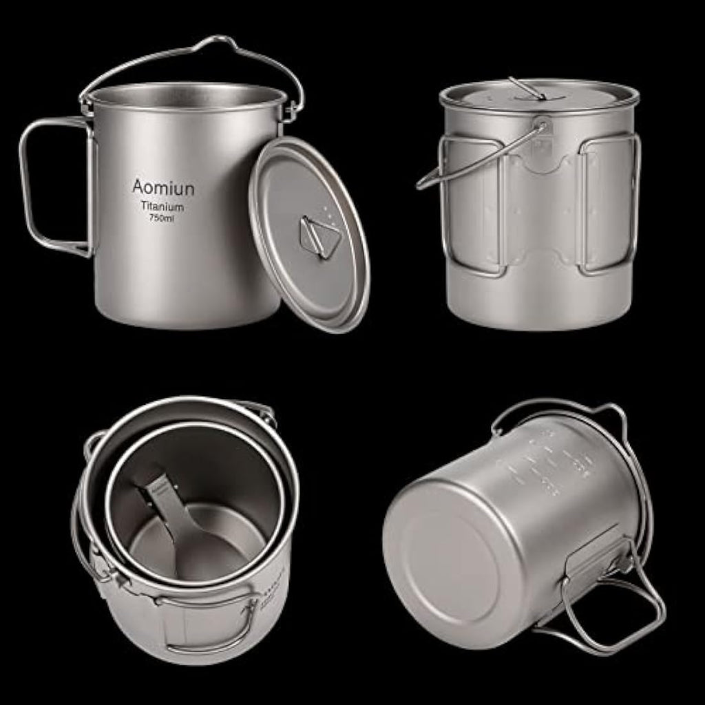 Jolof Store Ultralight 750ml Titanium Pot | Portable Camping Water Mug