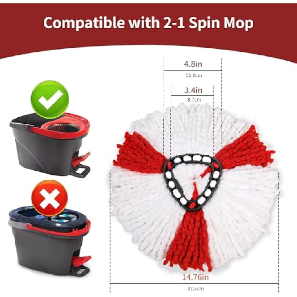 BONBELONG Microfibre Mop Heads for Vileda Turbo – 3 Pack, Red