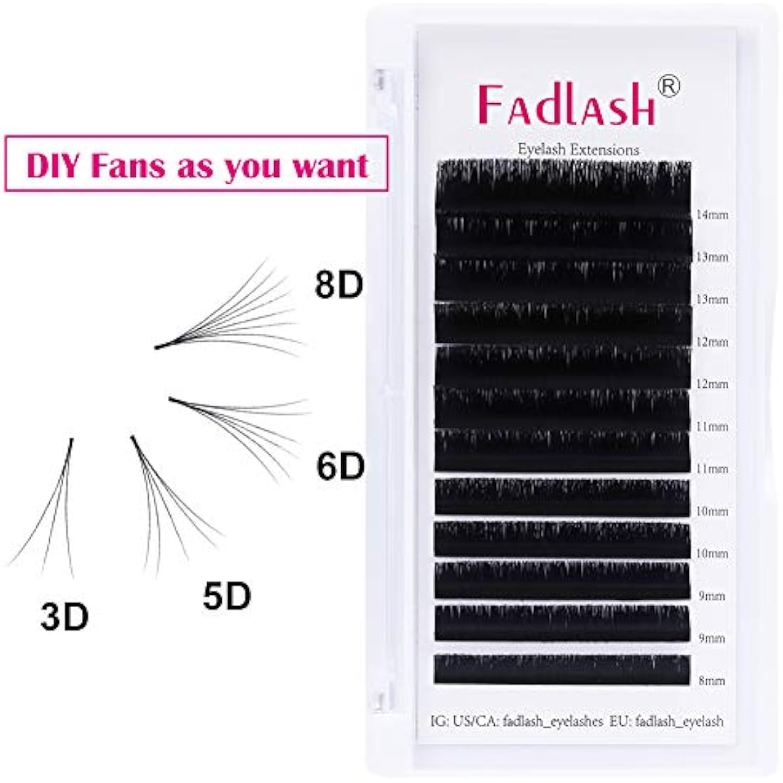 Fadlash Easy Fan Lashes | D Curl 0.07mm Russian Volume Extensions
