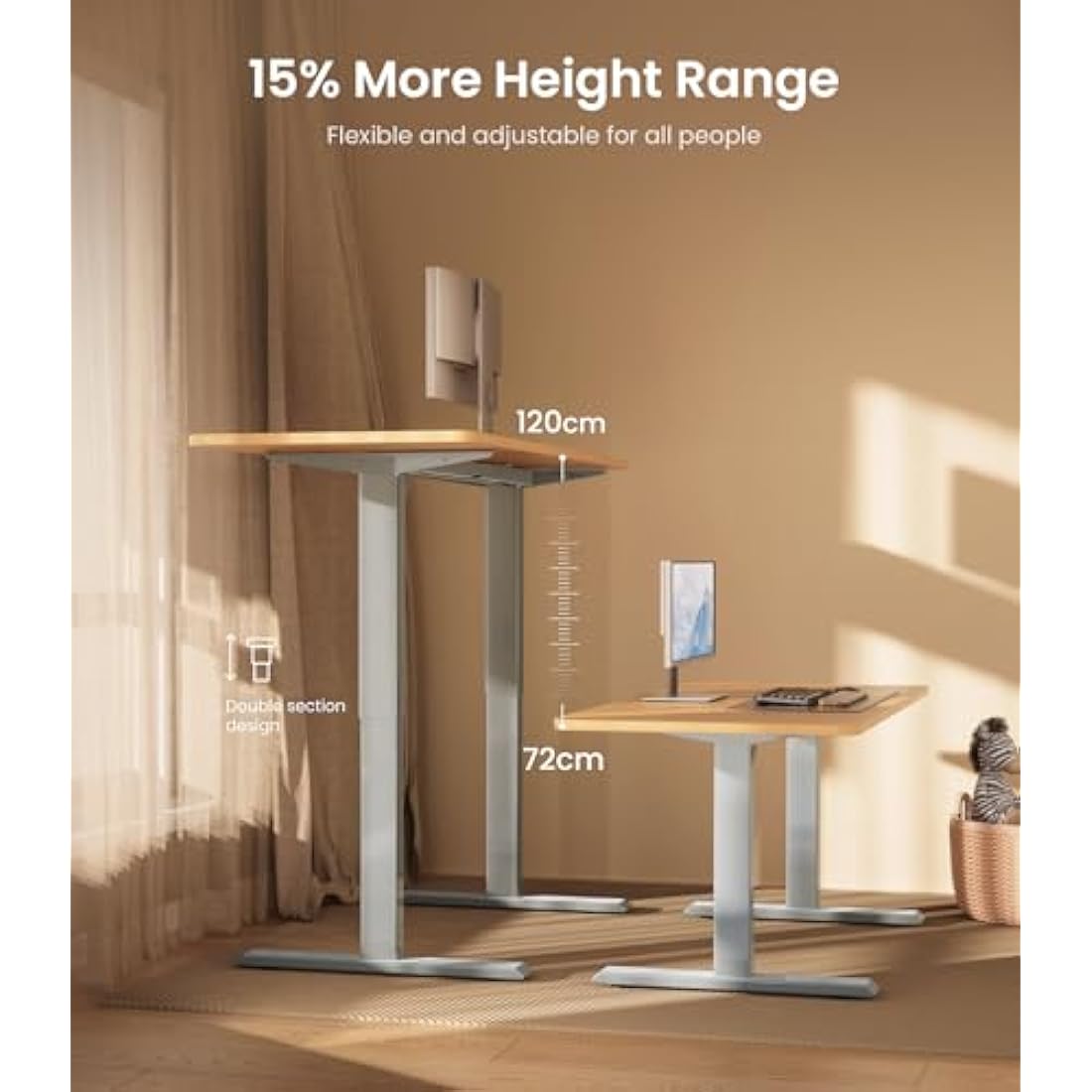MAIDeSITe Electric Standing Desk Frame – Heavy Duty Steel, Gray