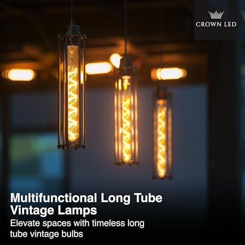 CROWN LED 6-Pack E27 Flute Tube Light Bulbs – Warm White Vintage Glass
