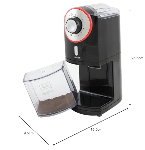 Melitta Molino Electric Coffee Grinder – 17 Settings, Black/Red