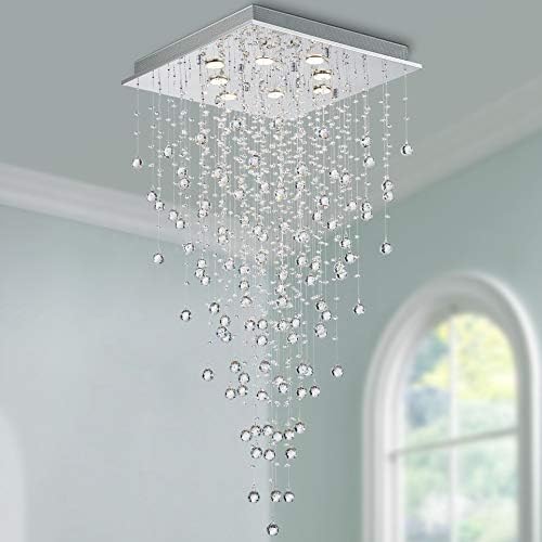Bestier Modern Crystal Raindrop Chandelier – 8-Light Flush Mount Pendant