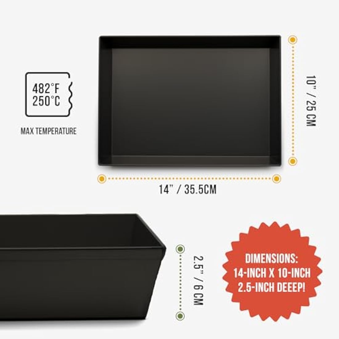 Chef Pomodoro Detroit Style Pizza Pan - 14x10 Hard Anodized Aluminum