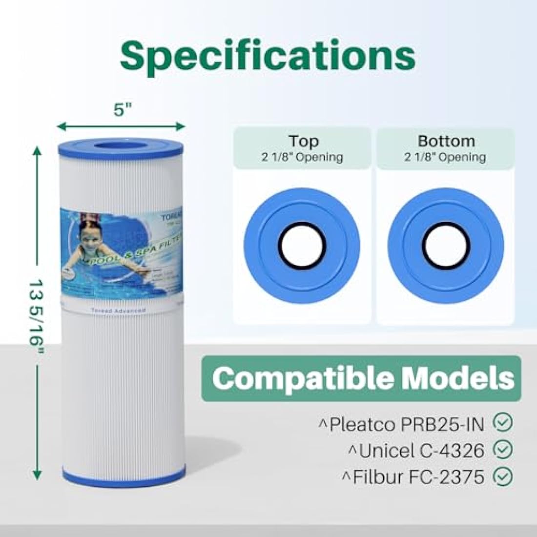TOREAD Spa Filter Replacement for Pleatco PRB25-IN Unicel C-4326 | 2 Pack