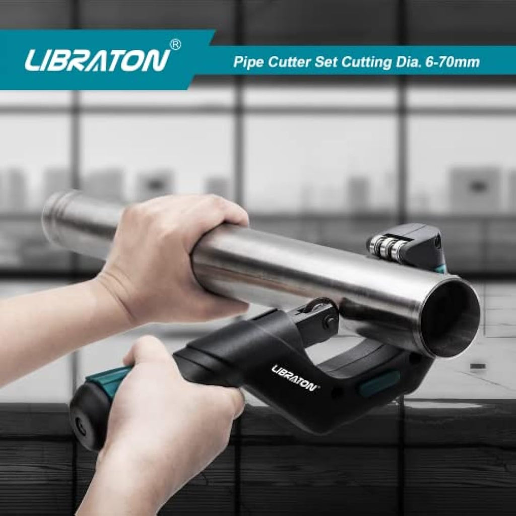 Libraton Heavy-Duty Pipe Cutter 6-70mm with Deburring Tool for Copper
