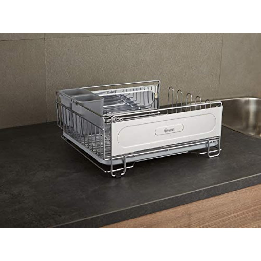 Swan Chrome Dish Rack – Rust Resistant Drainer with Drip Tray