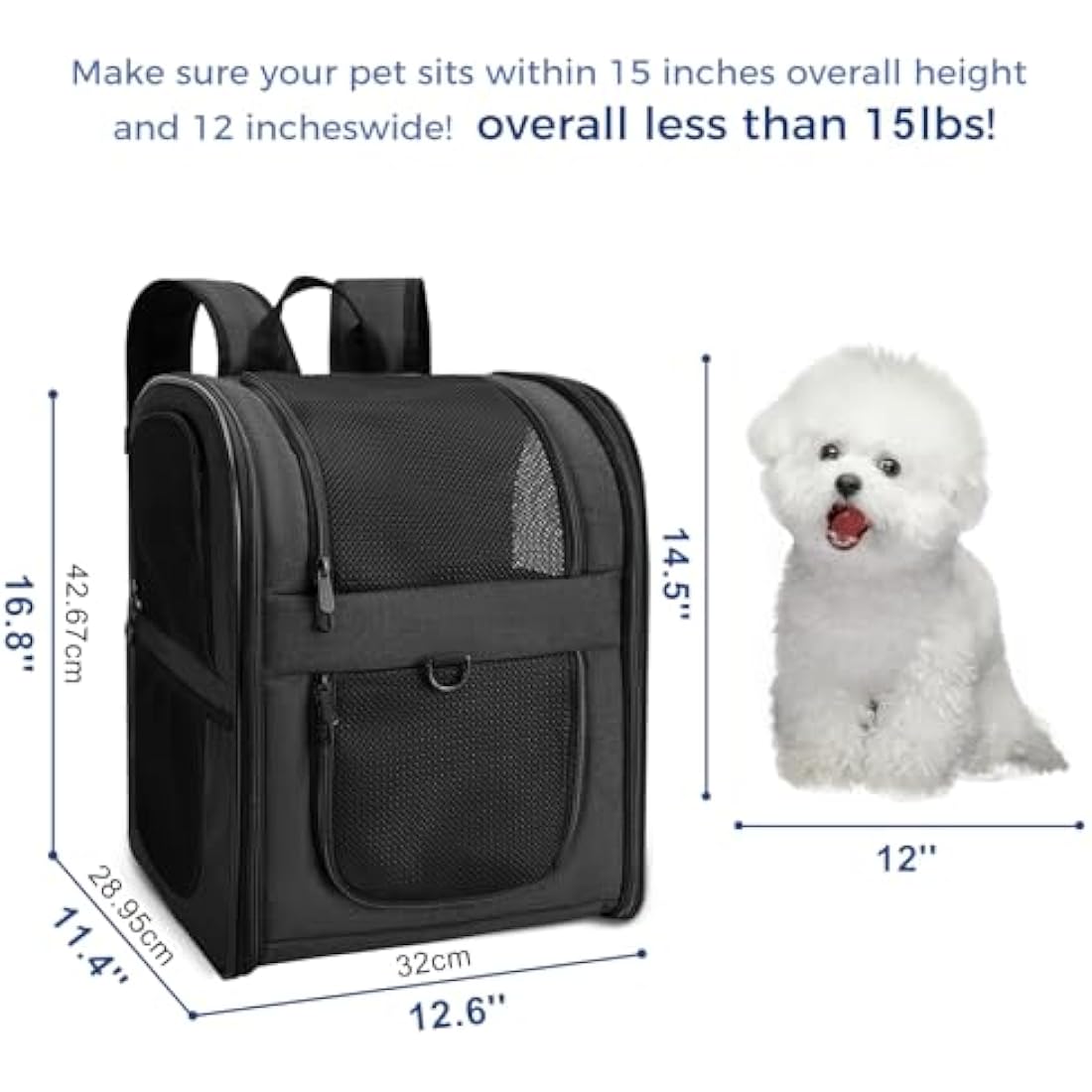 Apollo Walker Pet Carrier Backpack – Airline Approved Hiking Bag, Black