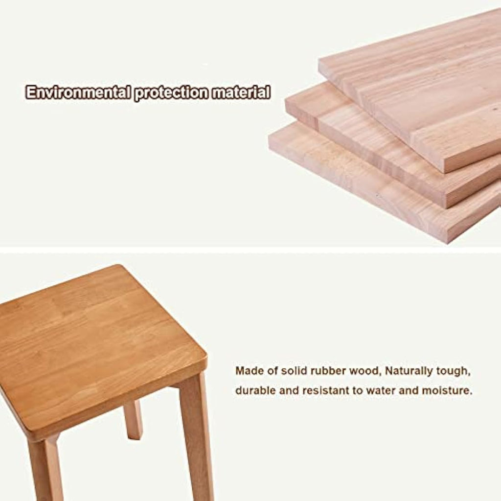 Aibiju Square Rubber Wood Stool – 17.5" Makeup and Step Stool, Natural