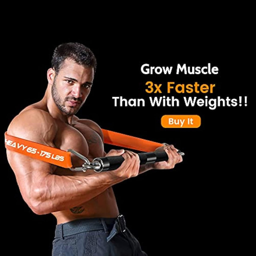DASKING Resistance Bands Set with 98cm Detachable Bar - Home Gym Workout Kit