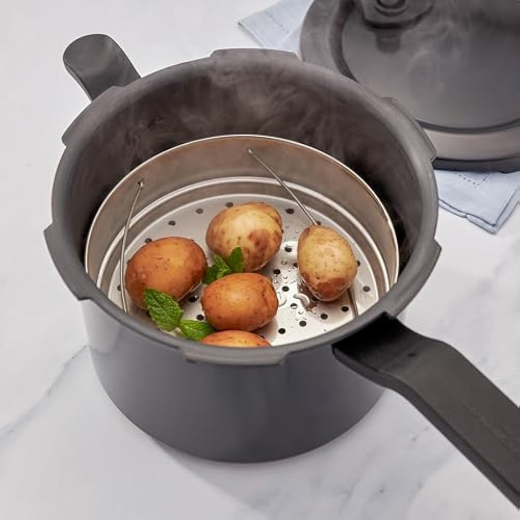 Judge Hard Anodised Pressure Cooker with Steamer Basket - 5L