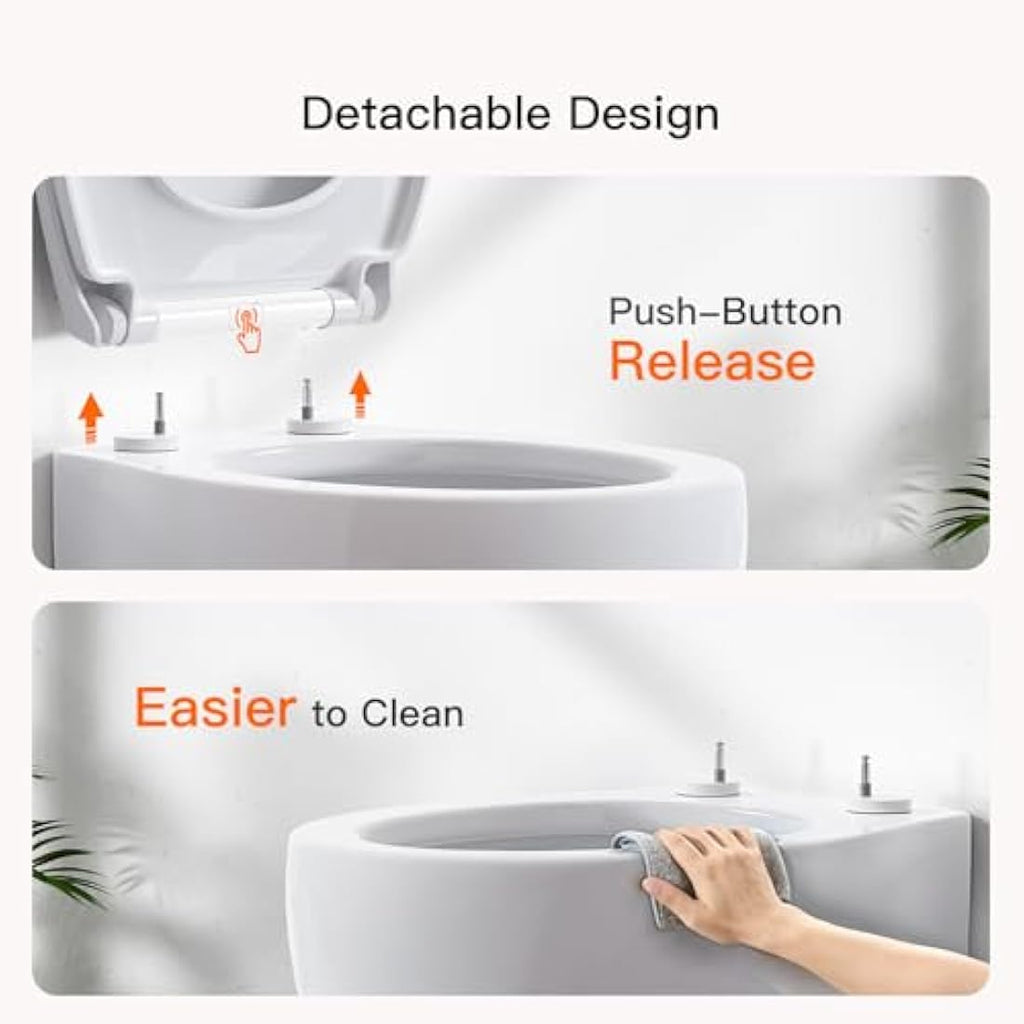Pipishell O-Shape Toilet Seat – Soft Close with Quick Release, White