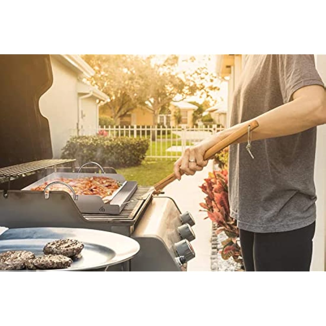 Onlyfire Stainless Steel Rectangle BBQ Griddle Plancha for Gas Grills