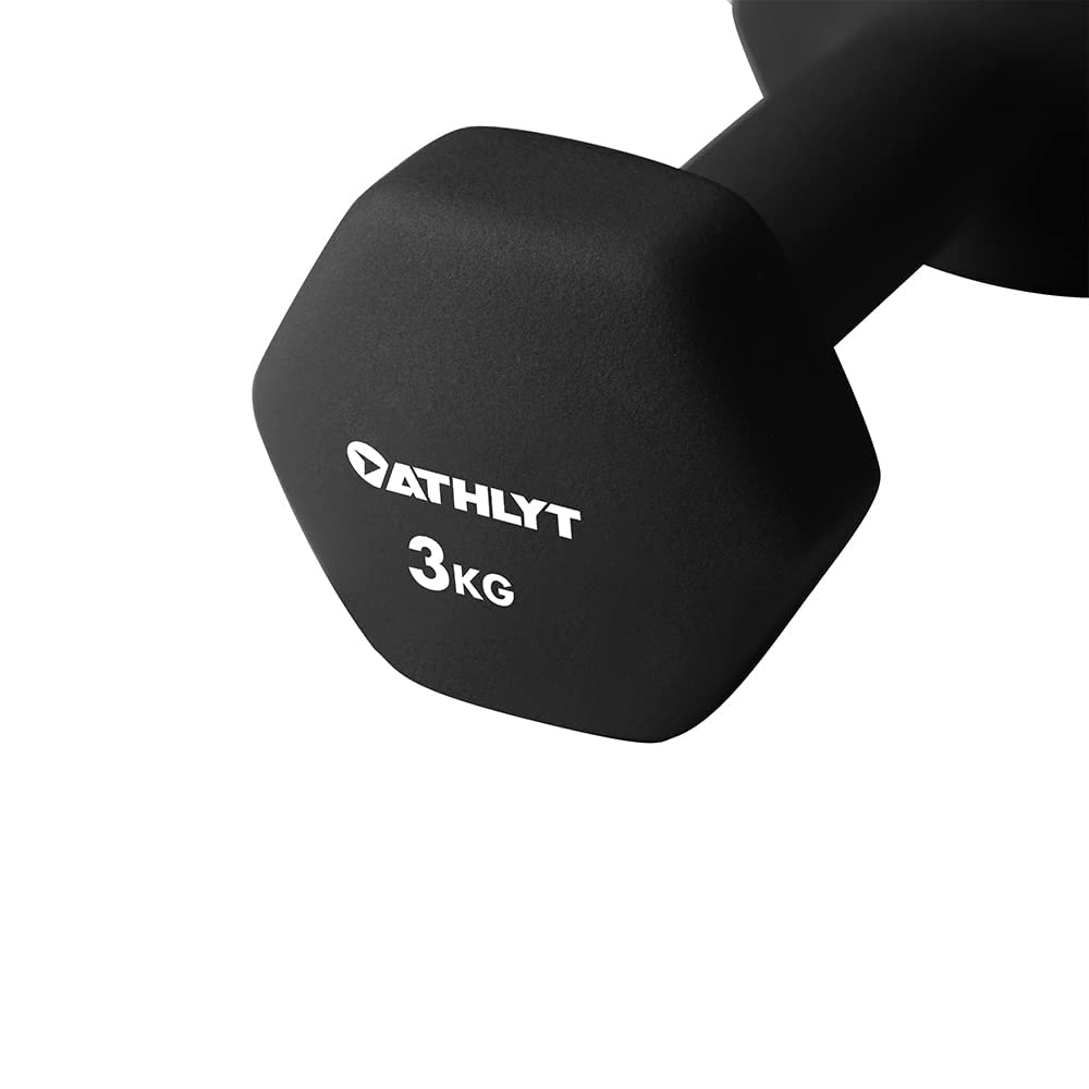 Athlyt Neoprene Dumbbell Weights – 3kg Hexagonal Hand Weights, Set of 2