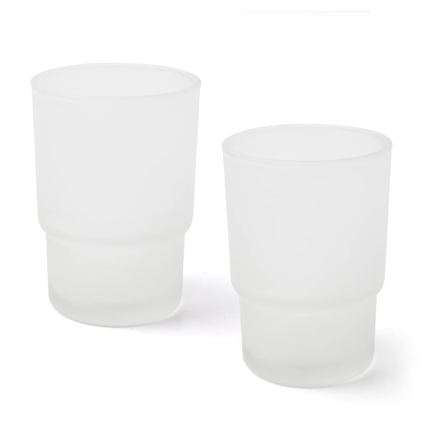 Joeji's 2-Pack Frosted Glass Toothbrush Holder Tumbler Cup Set