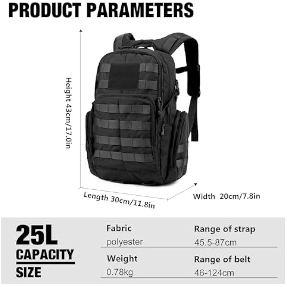 Mardingtop 25L Military Tactical Backpack | 600D Molle Hiking Rucksack