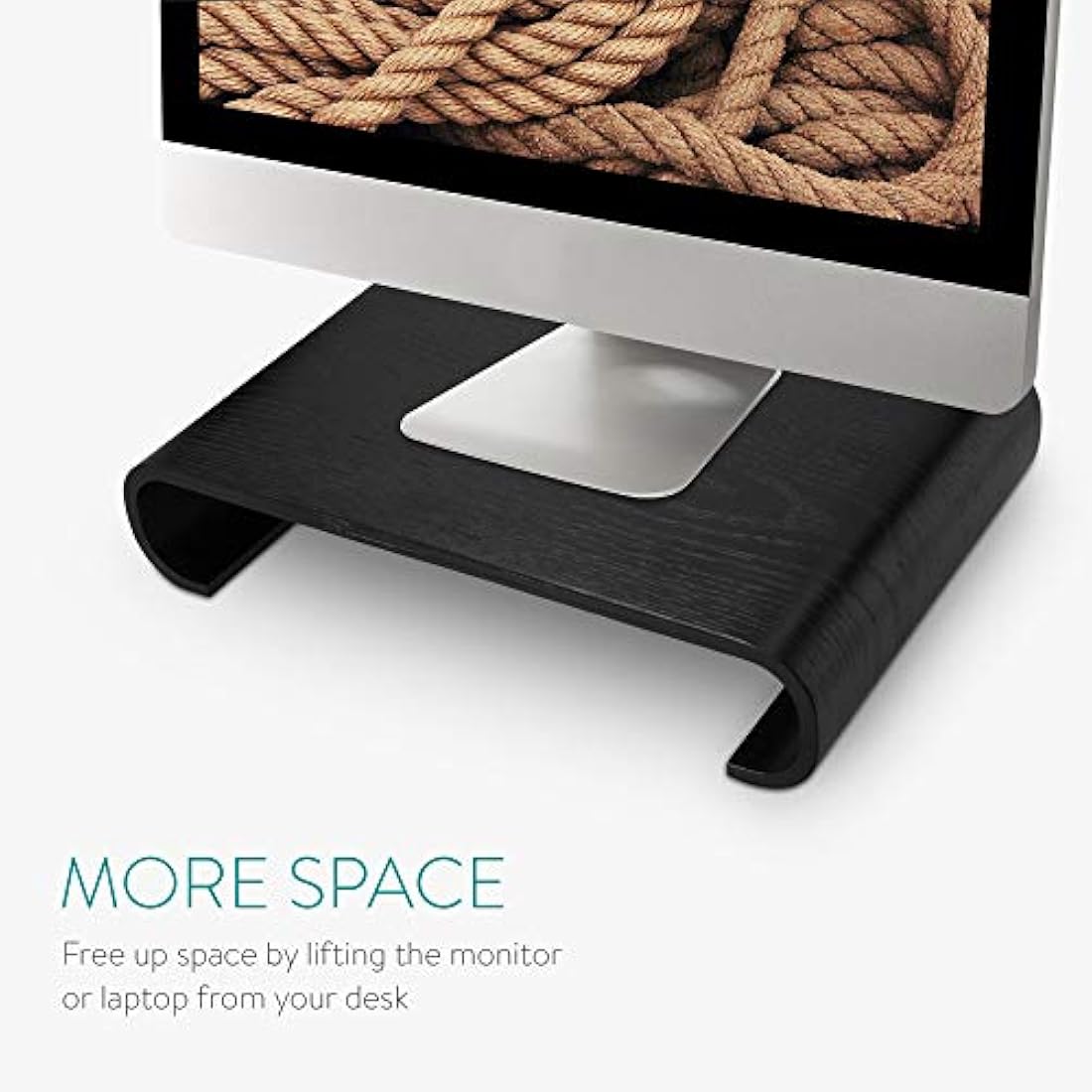 Navaris Oak Wood Monitor Riser – Ergonomic Desktop Stand in Black