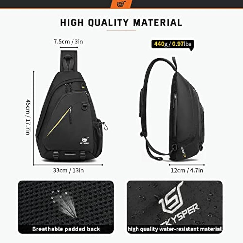 SKYSPER 18L Sling Laptop Bag – 13 Inch Water-Resistant Hiking Daypack