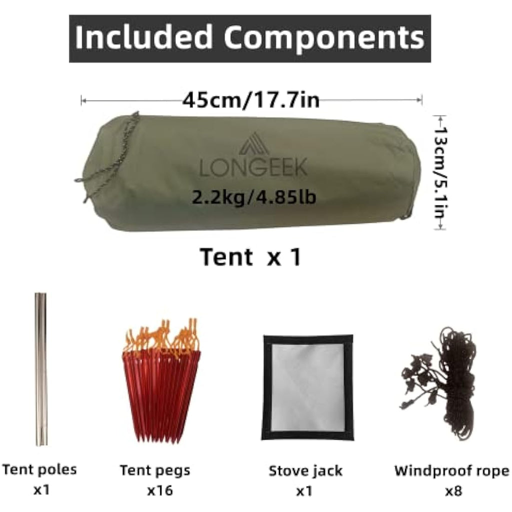 Longeek 4 Person Hot Tipi Tent – 4-Season Waterproof Camping Shelter
