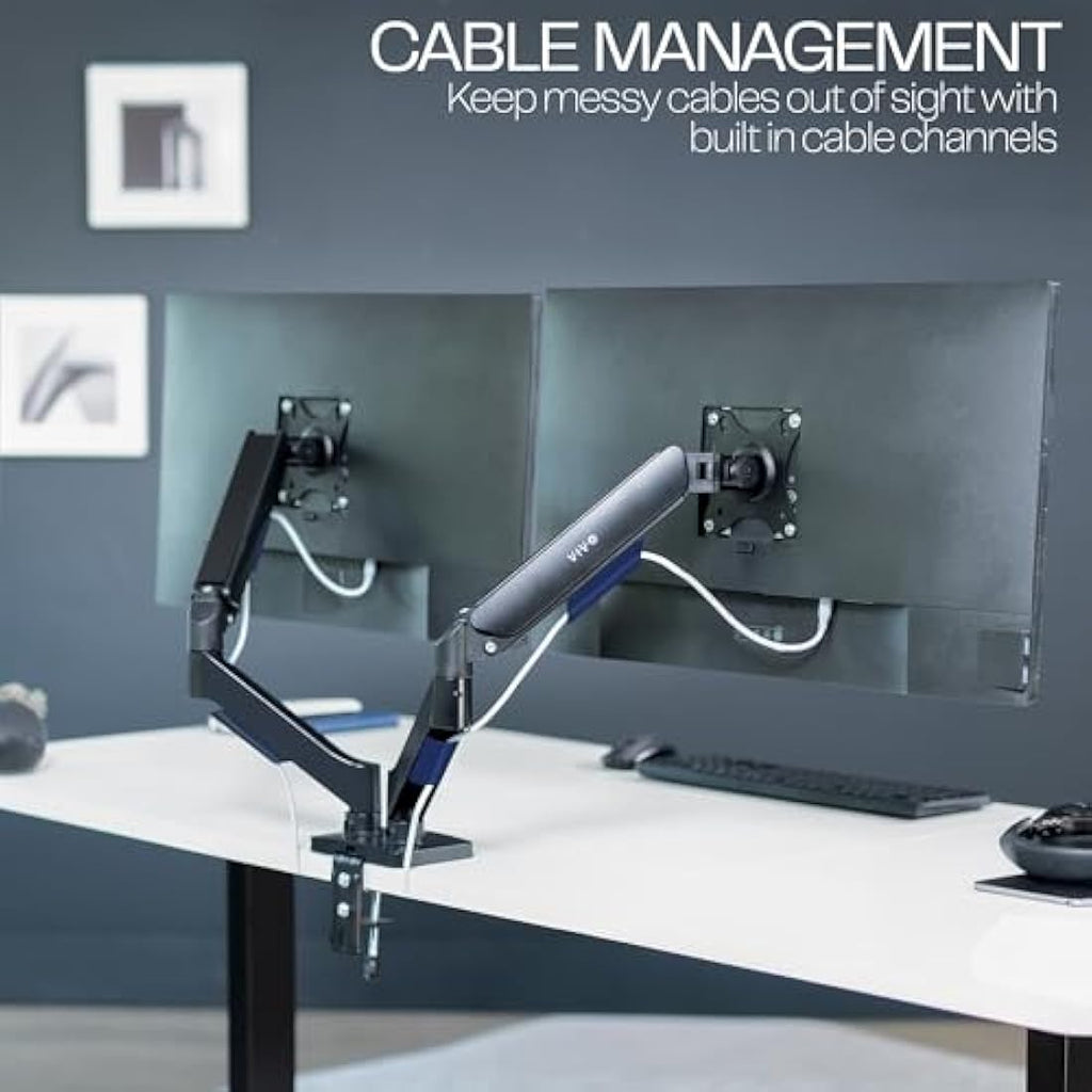 VIVO Dual Monitor Desk Mount – Height Adjustable Pneumatic Arm