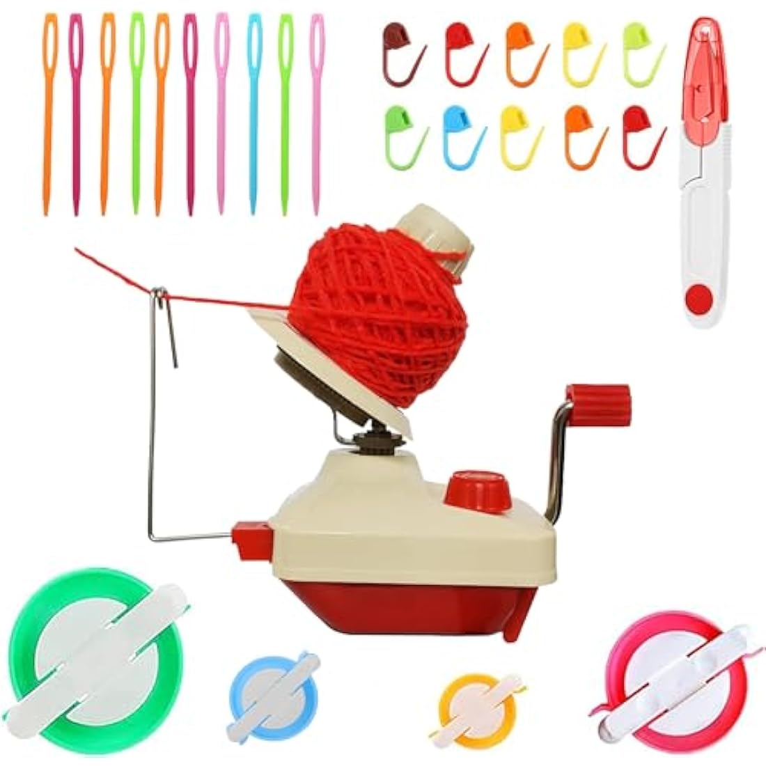 Jolof Store Yarn Ball Winder Kit with Pompom Makers and Stitch Markers