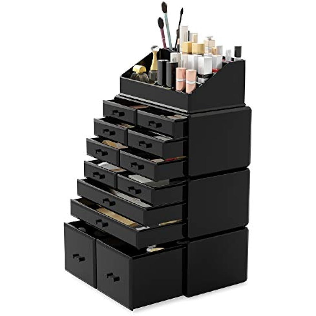Readaeer Makeup Organizer – 12 Drawer Cosmetic Storage Case, Black