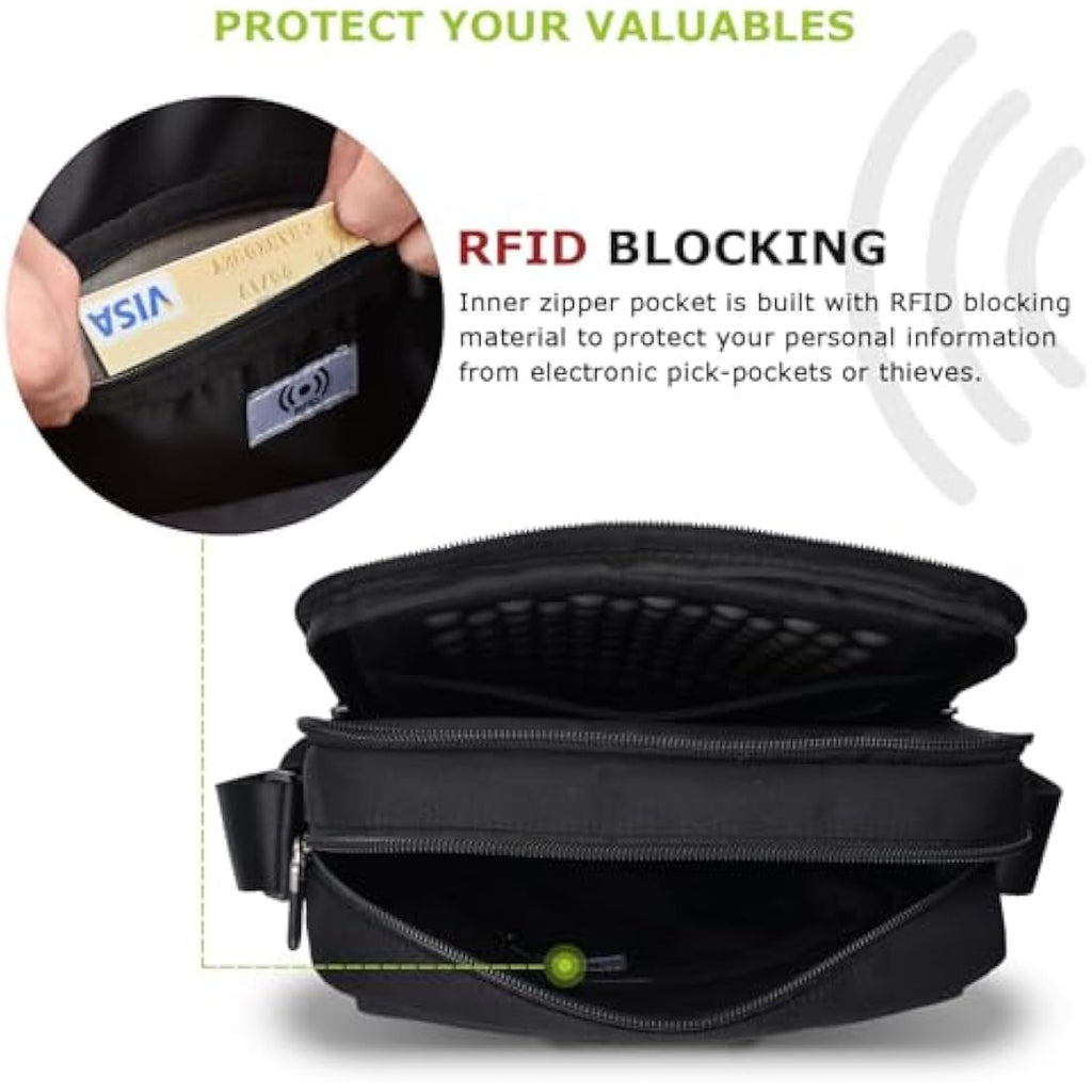 UBAYEE Men's Shoulder Bag | RFID Blocking 11 Inch Tablet Messenger