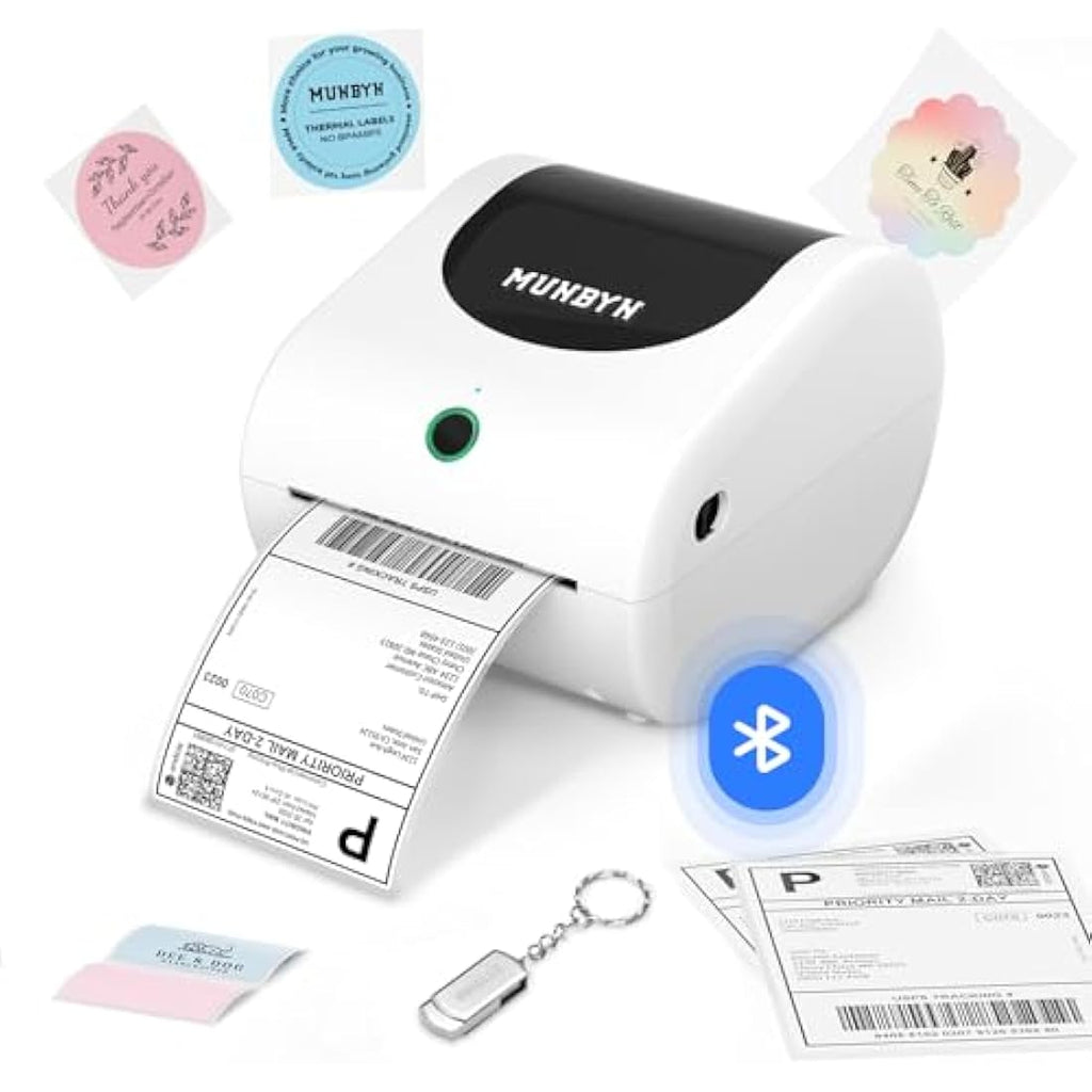 MUNBYN 411B Bluetooth Thermal Shipping Label Printer for Small Business