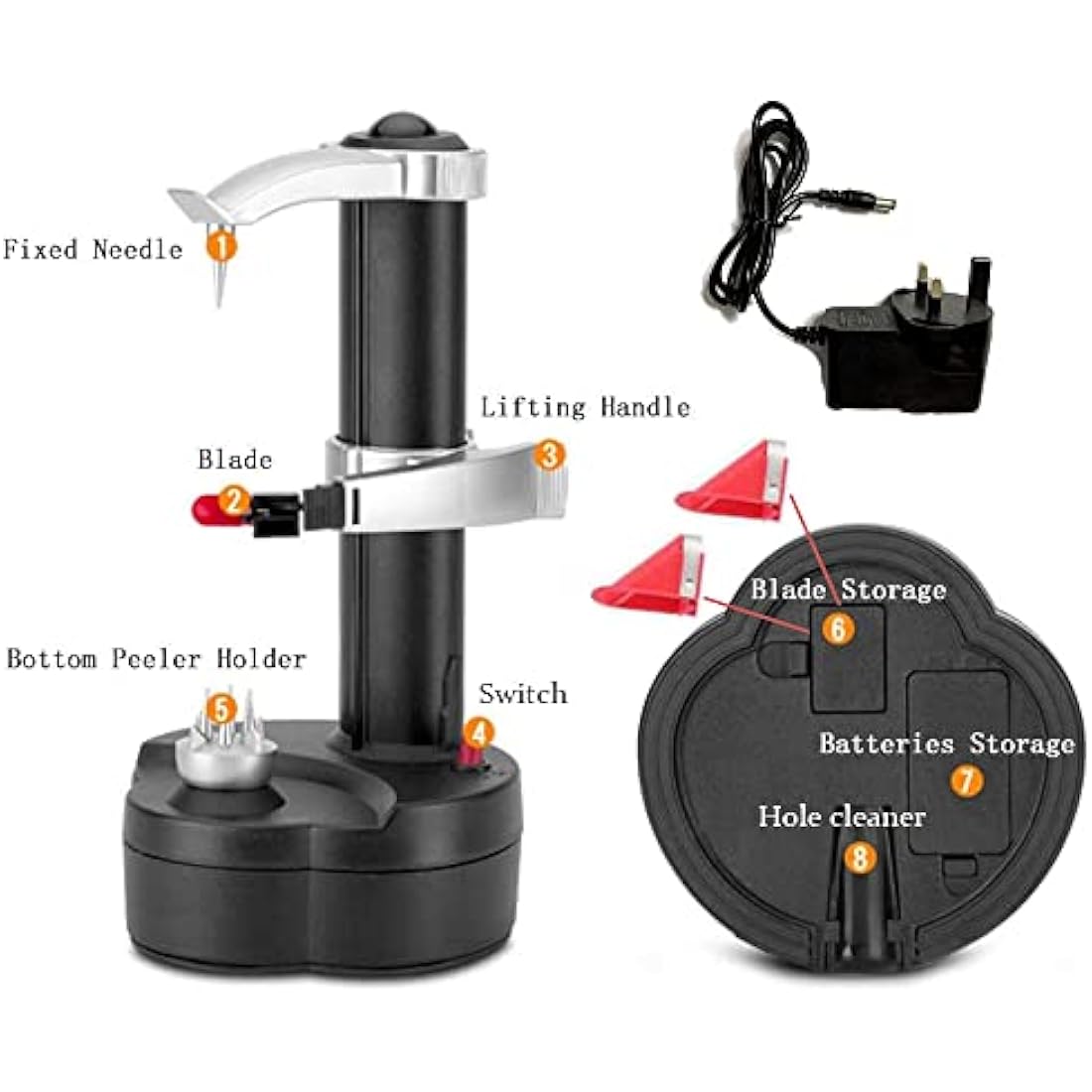 AIHANCH Electric Potato Peeler - Automatic Fruit Peeler with 3 Blades