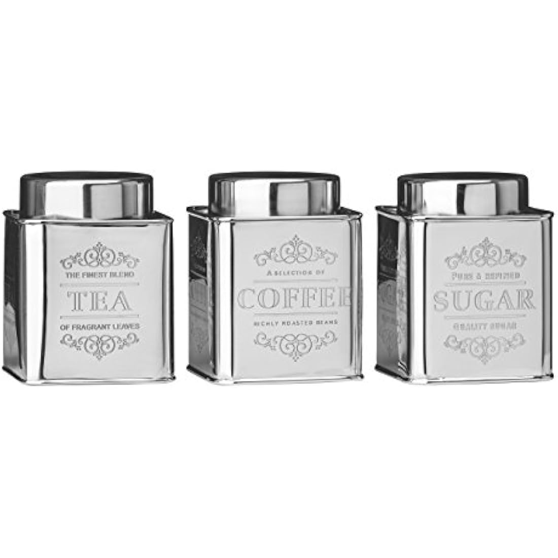 Jolof Store Stainless Steel Coffee Tea Sugar Canister Set – Grey
