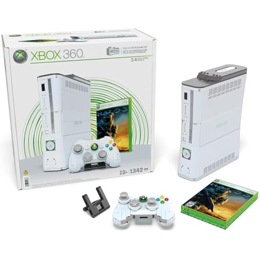 MEGA Xbox 360 Building Set – 1342 Piece Replica Model with LED Lights