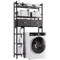 SMIBUY 6-Tier Bamboo Over-The-Toilet Storage Rack with Drawers – Black