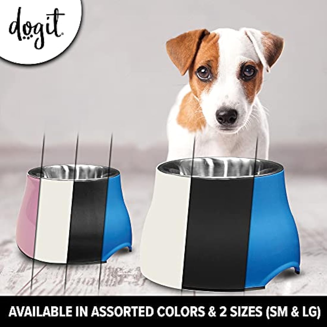 Dogit 2-in-1 Elevated Dog Bowl – Stainless Steel & Melamine, 900 ml