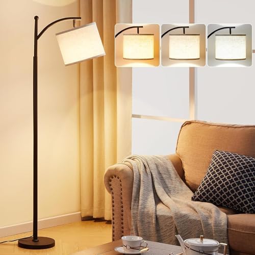 Aooshine Modern Arc Floor Lamp | 3 Color Temperatures & Beige Shade