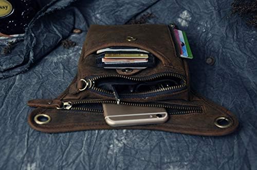 Men's Genuine Leather Motorcycle Drop Leg Bag & Waist Pack
